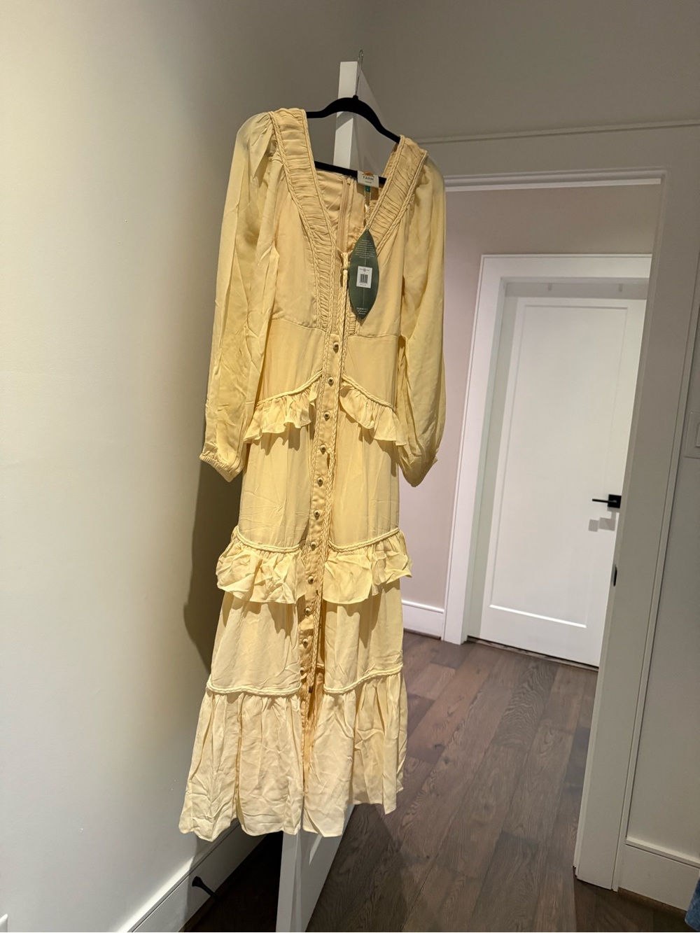 FARM Rio Pale Yellow Ruffled Button-Front Maxi Dress - Picture 3 of 9